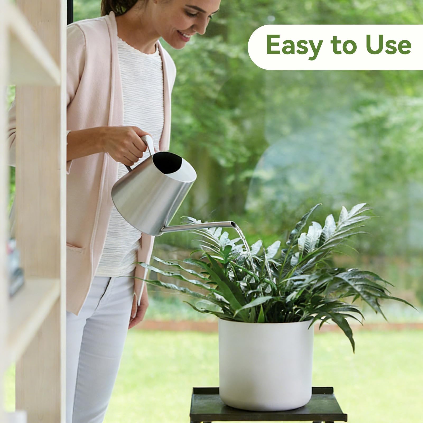 Annaffiatoio 1.5 Litri,Annaffiatoio in Acciaio Inossidabile Grande Innaffiatoio Annaffiatoio Bonsai con Manico Addensato per Irrigazione Giardinaggio Piantare in Interni All'aperto