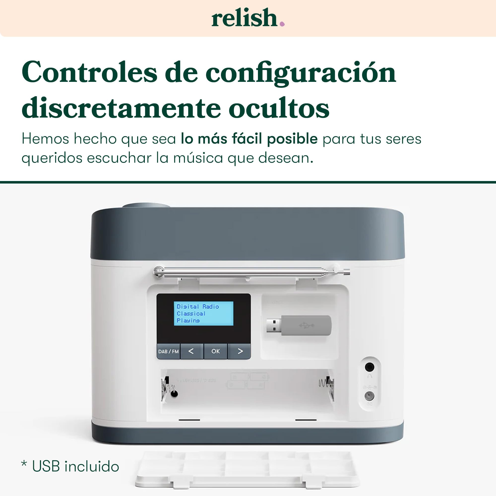 Radio Dab/FM portátil Simple y Reproductor de música para Personas Mayores, Personas con Demencia y Alzheimer o con discapacidad Visual - Botones Grandes, diseño Simple, fácil de Usar