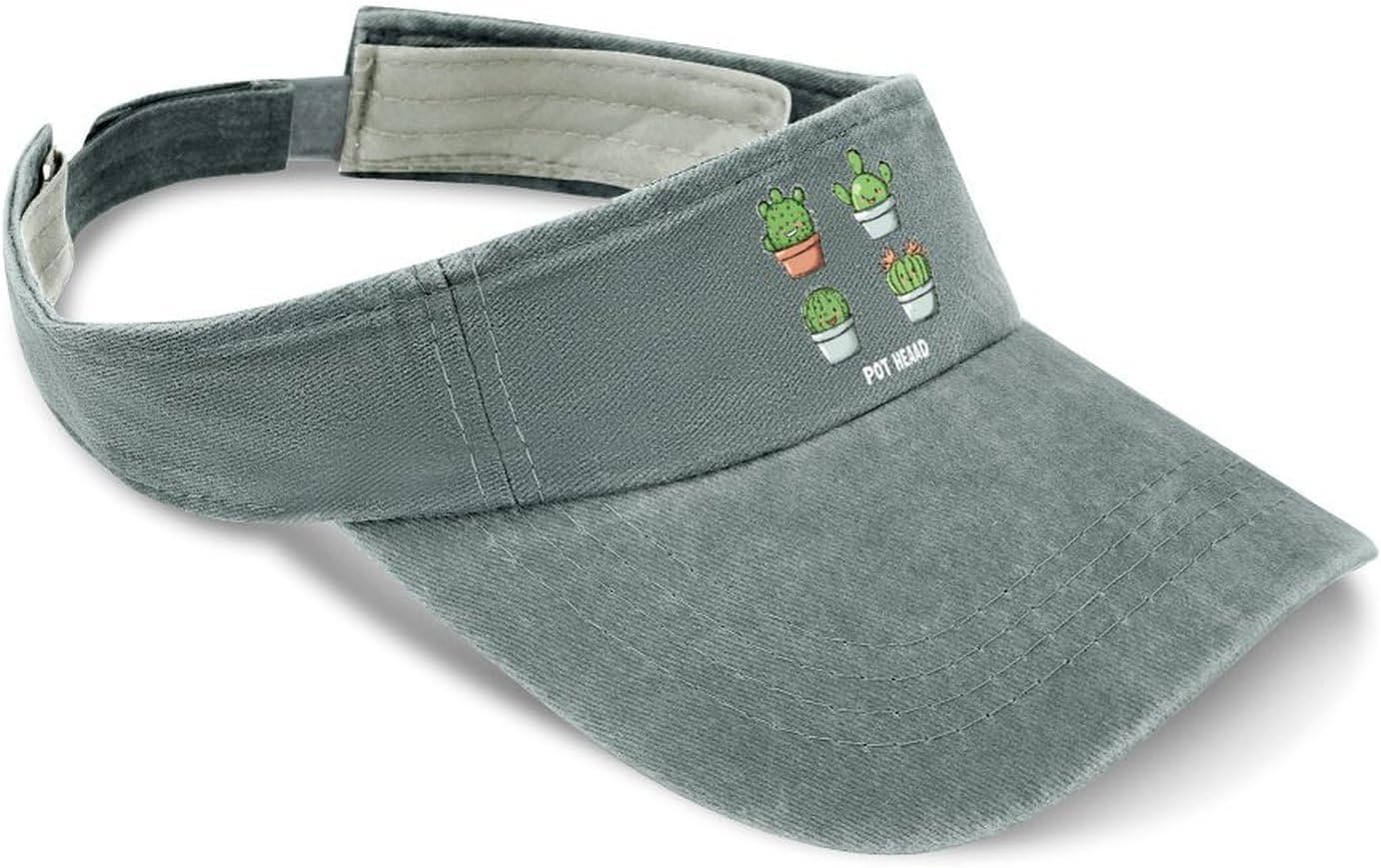 Funny Pot Head Succulent Sport Sun Visor Hats for Women Men Empty Top Baseball Cap Adjustable Denim Hat