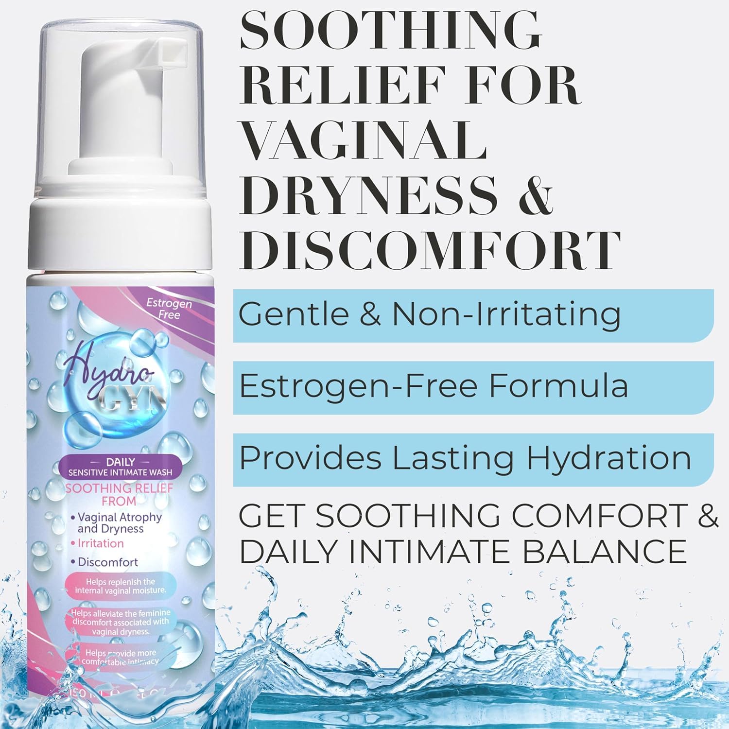Feminine Wash, Unscented Feminine Cleanser for pH Balance and Vaginal Dryness Relief, Suitable for Sensitive Skin + pH Balance Oral Pills for Vaginal Moisture, Dryness, Itching Relief