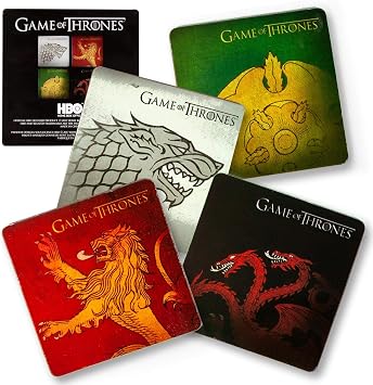 Game Of Thrones Coasters | Nerd Block Exclusive Drink Coaster Pads Featuring Game Of Thrones House Emblems | Set Of 4