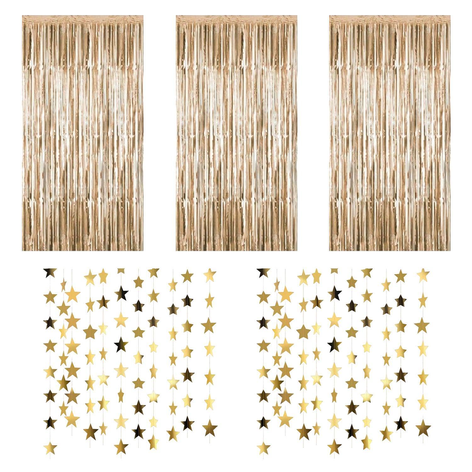 Tende con Nappe da 5 Pezzi E Tendaggi A Stella da 2 Pezzi, Decorazioni per Feste, Arrangiamenti per Sfondi per Feste, Decorazioni Scintillanti
