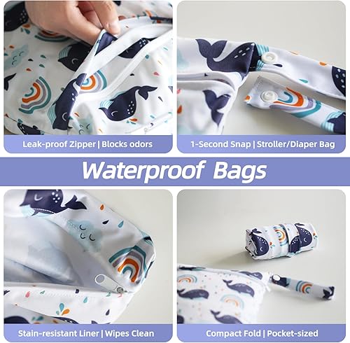 Miniatura 3 de 3 bolsas de neopreno impermeables, bolsas húmedas para pañales de tela para bebé y ropa sucia, bolsa húmeda reutilizable para traje de baño y