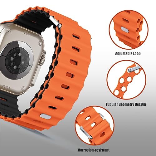 Miniatura 22 de Compatible with Apple Watch Ocean Bands 38mm 40mm 41mm 42mm 44mm 45mm 46mm 49mm Soft Silicone Wristbands Replacement Strap for iWatch Ultra 2 Ultra