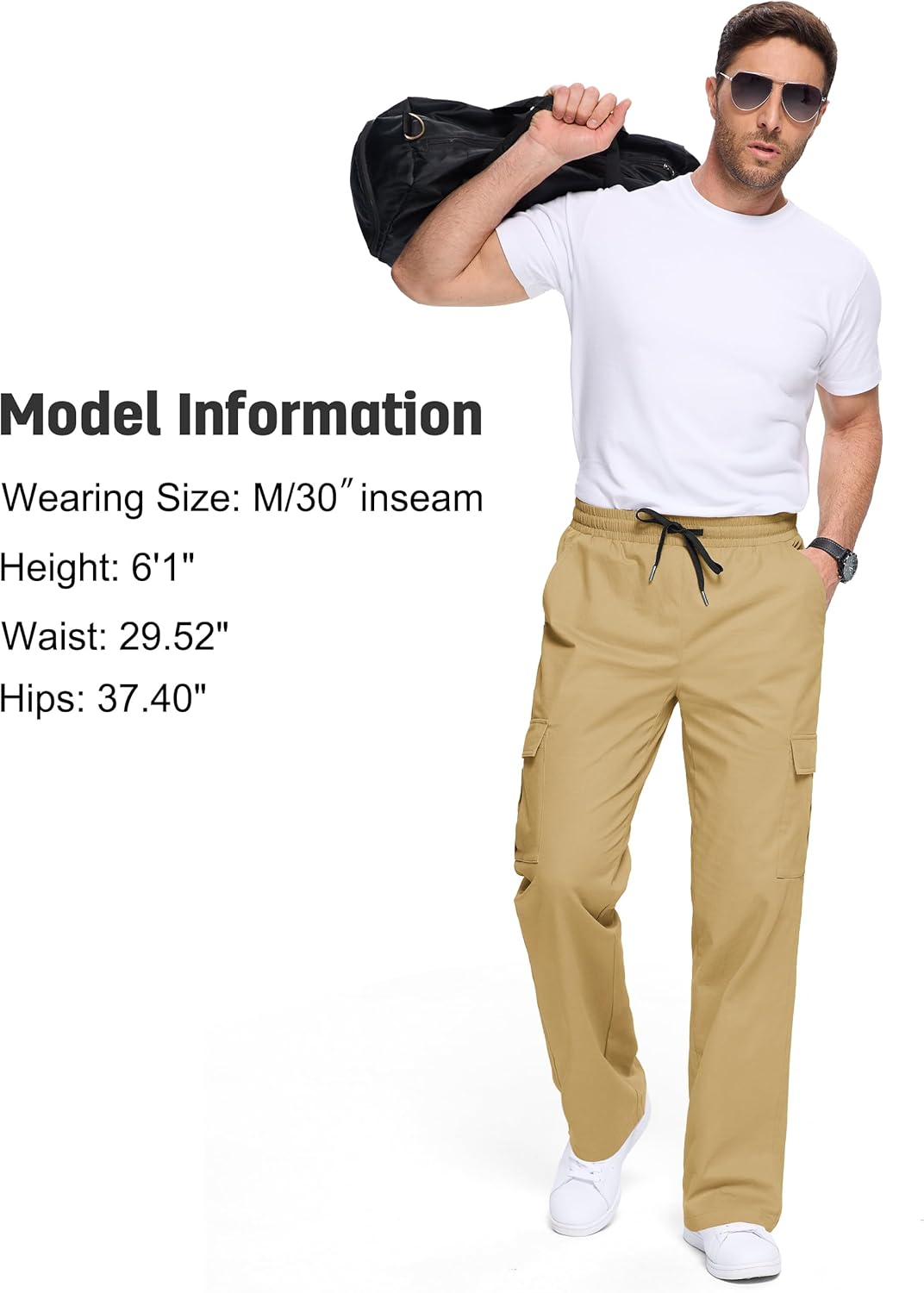 Men's Casual Cargo Pants 30/32/34/36 Tall Inseam Hiking Pants Workout Joggers Loose Straight Sweatpants for Men - Image 8