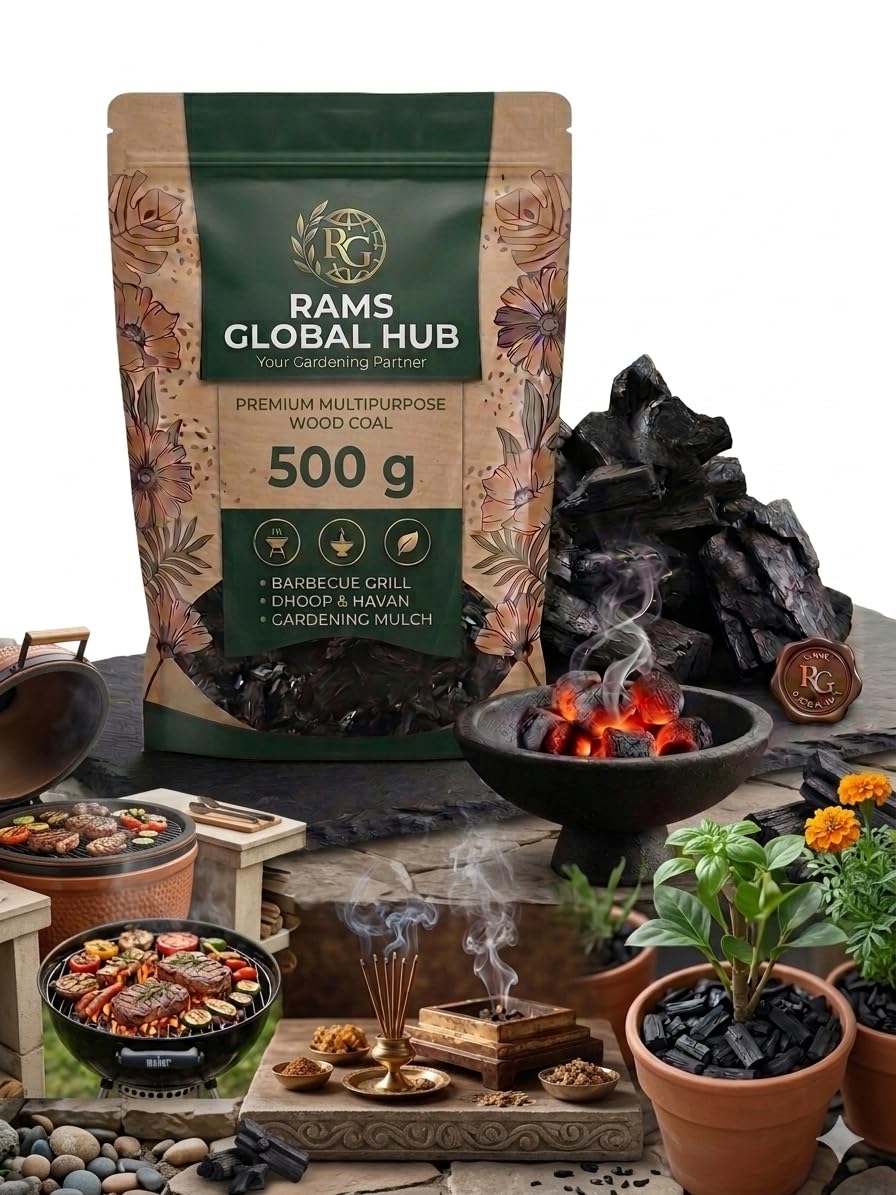 RAMS [500g] Eco-Friendly Natural Wood Charcoal Boggulu,1kg,1.5kg,2kg Packs Easy & Long Burning Coal & Air Purifier Koyla for BBQ, Grilling, Cooking, Pooja, Dhoop, Havan & Gardening,Indoor Plants-image-10