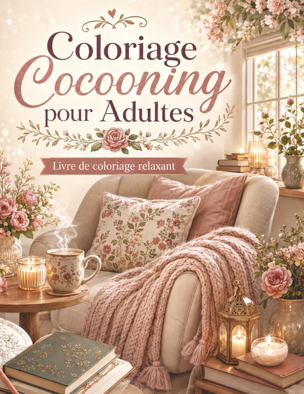 Coloriage Cocooning pour Adultes: Livre de coloriage relaxant avec scènes cozy, intérieurs chaleureux, fleurs, bougies et moments anti-stress à colorier