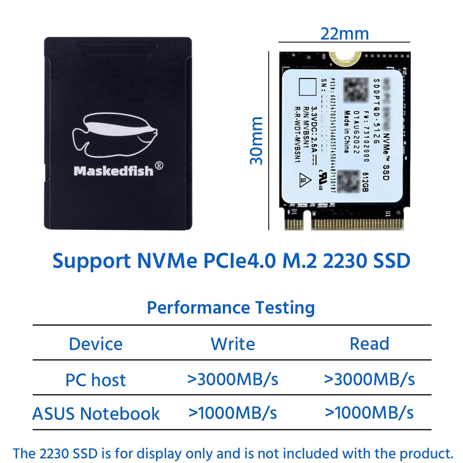 Maskedfish CF-Express Type-B to M.2 NVMe 2230 M-Key Adapter CFE for Expansion Memory Card, DIY Lightweight Aluminum Alloy Casing