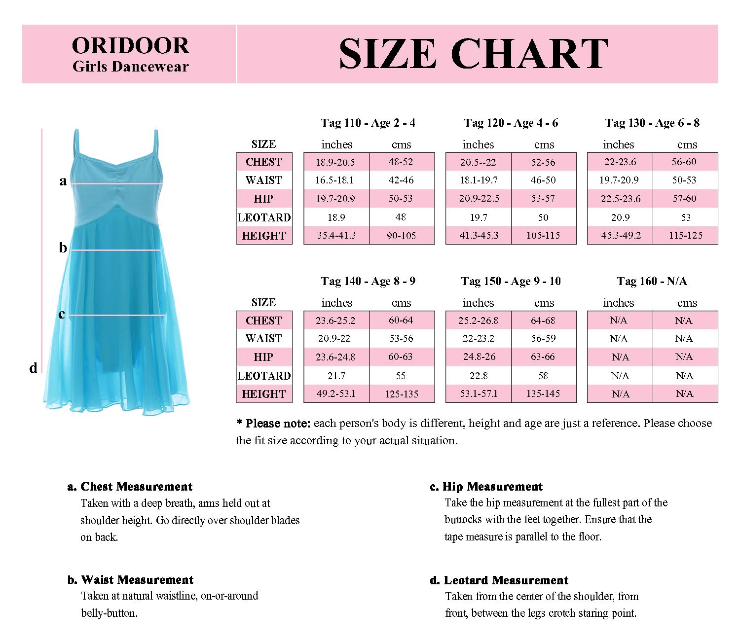 ORIDOOR Girls' Camisole Leotard Ballet Dance Dress Ballerina Costumes (White, Tag 130 - Age 6-8) …