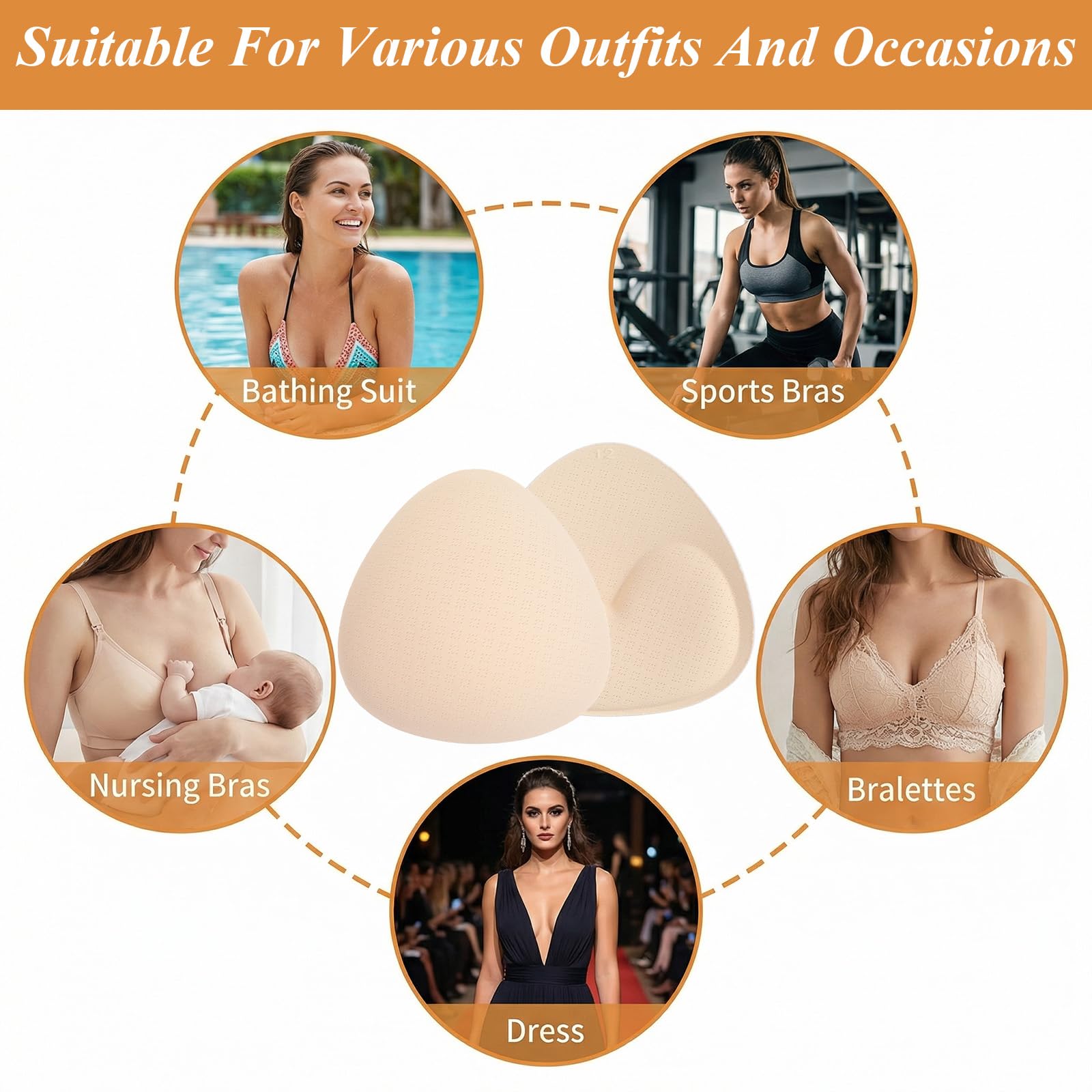 Abeillo 1 Paar BH-Einlagen, Dreieckige BH Einsätze Push up Bra Pads, Wiederverwendbare Atmungsaktive Herausnehmbare Brustvergrößerer für BH, Sport-BH, Badeanzug