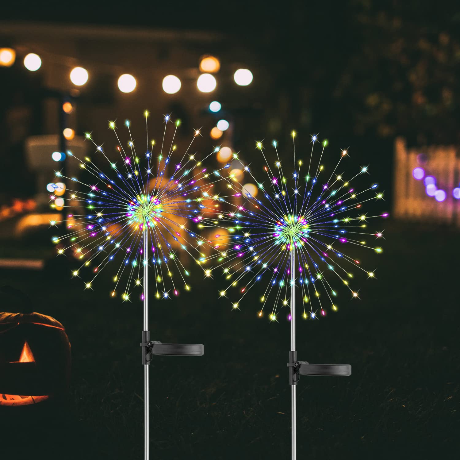 Solar Christmas Lghts,150 LED Solar Outdoor Lights Waterproof with 2 Lighting Modes, Copper Wire Fireworks Lights for Walkway, Garden, Patio, Yard, Flowerbed, Parties (Multi-Colored)