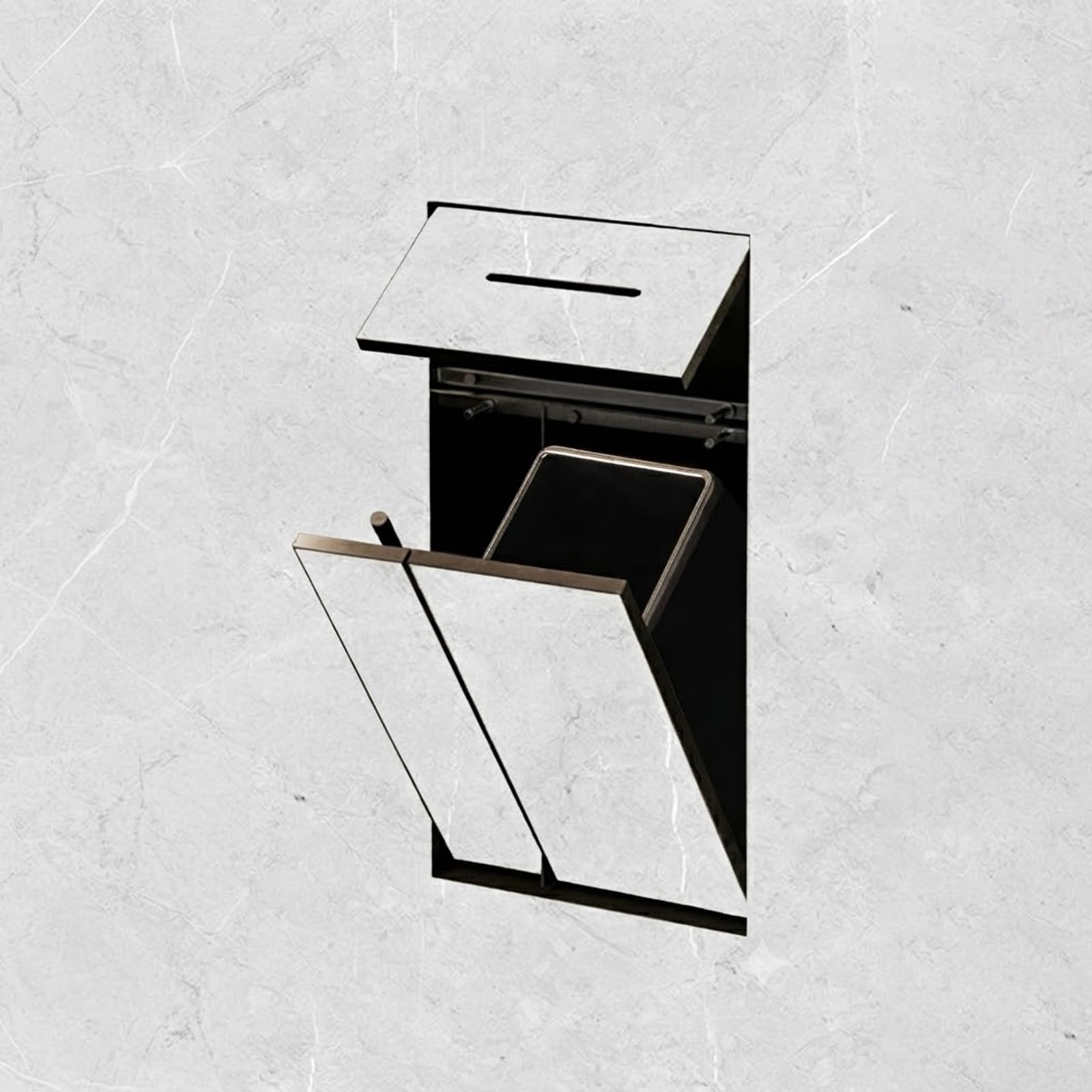 MESCXTY Tileable Recessed Bathroom Niche, 3-in-1 in-Wall Hidden Toilet Paper Holder, Trash Can & Brush Storage, 304 Stainless Steel Flush Mount Organizer