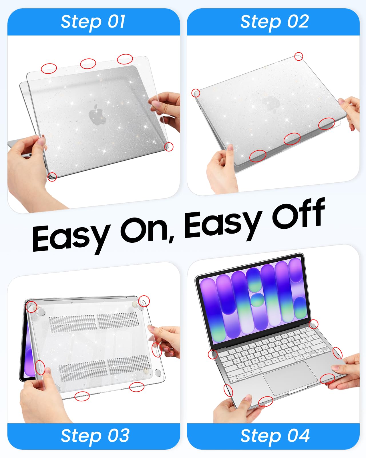 FINTIE Coque MacBook Neo 13 Pouces 2026 A18 Pro A3404 Transparent Paillette