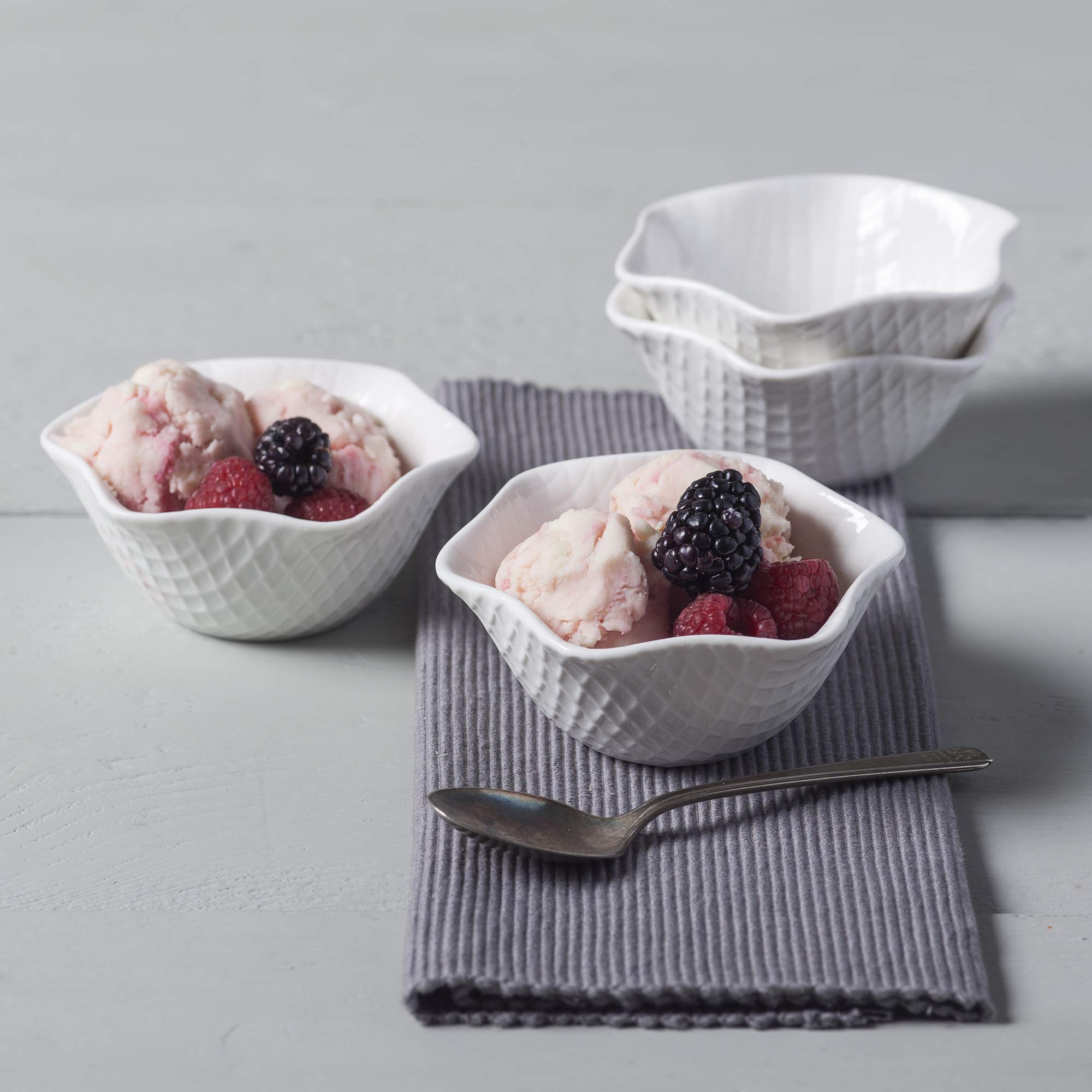 WM Bartleet & Sons 1750 TSET126 - Juego de 4 cuencos individuales de porcelana para helado, sorbete y postre, 12 cm, color blanco