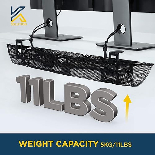 Miniatura 6 de Organización de cables de malla para debajo del escritorio, bandeja de administración de cables de 36 pulgadas para regleta de alimentación de