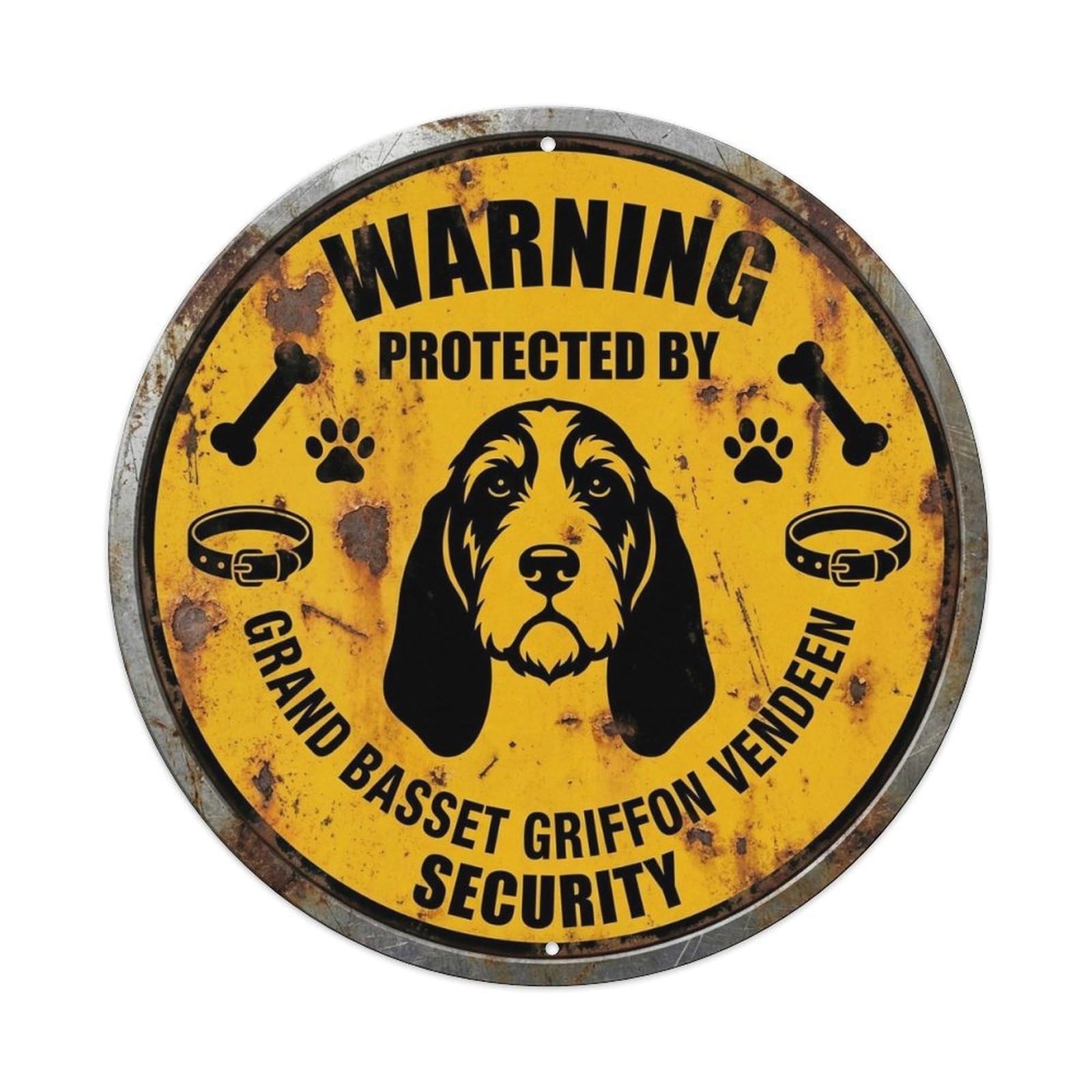 Grand Basset Griffon Vendeen Dog Security Warning Badge Metal Tin Sign