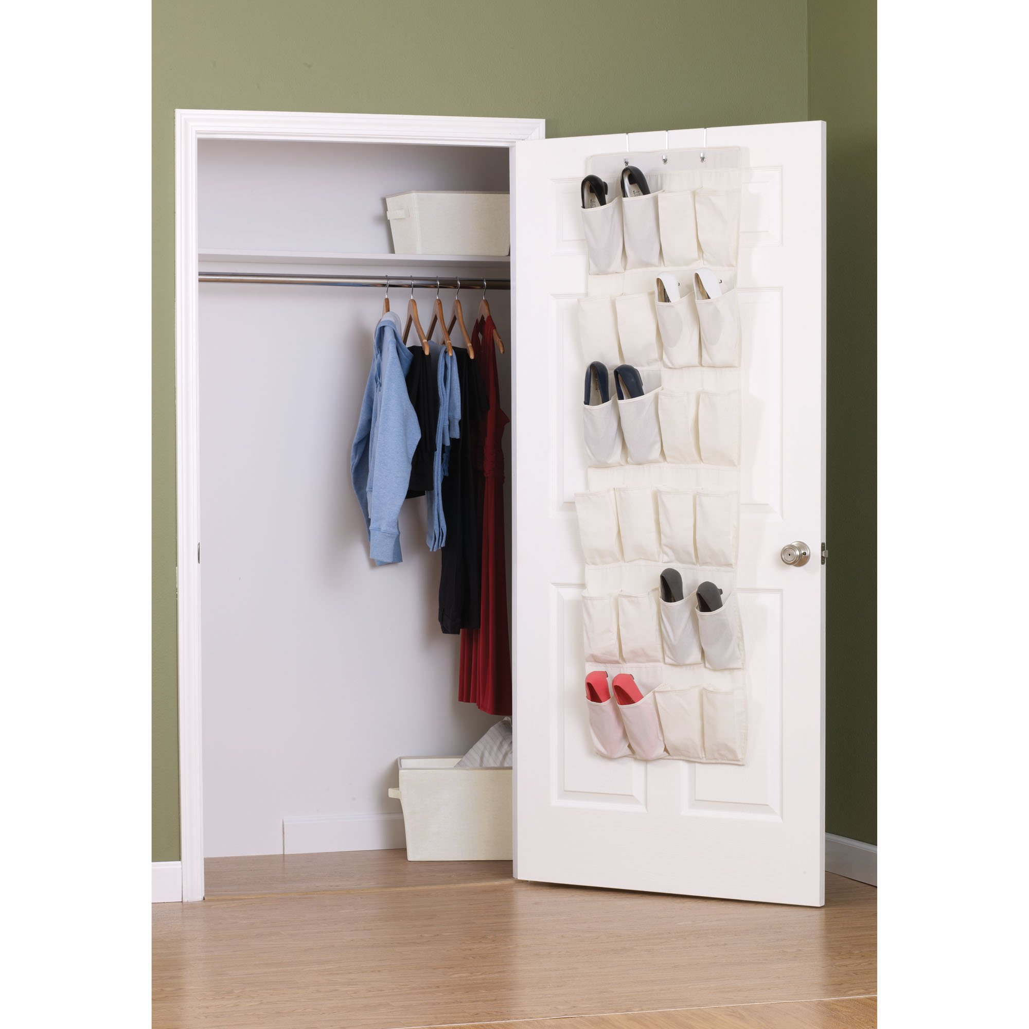 24 Over The Door Shoe Organizer Rack Hanging Storage Holder Hanger Bag Closet - Foto 8