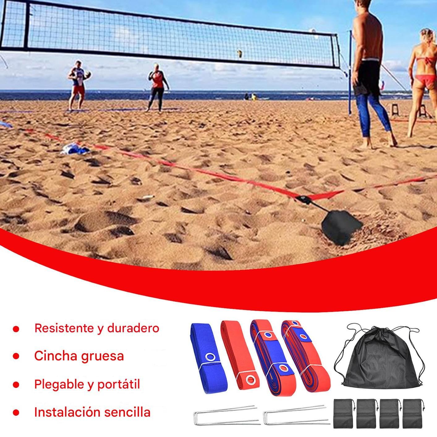 Líneas De Voleibol Playa Líneas para Juegos De Vóley Playa En Canchas | Equipo Accesorios Portátil Plegable Para Exterior Parque Jardín Campus Césped Cancha