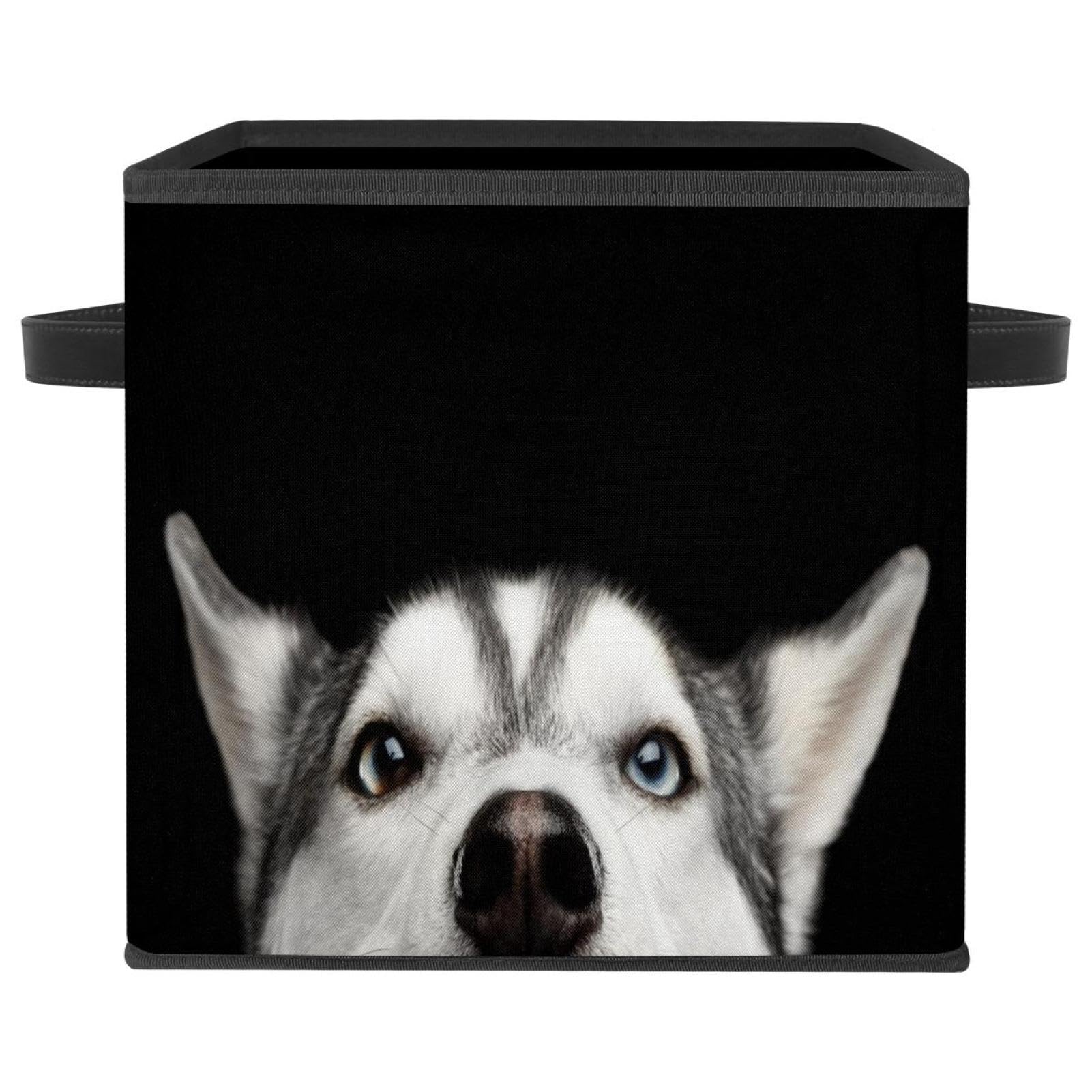 Boîte de rangement en tissu avec poignées motif Husky Sibérien