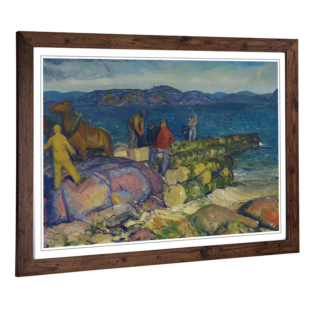 Big Box Art Framed Print of George Bellows Dock Builders Design | Wall Art Picture | Home Decor for Kitchen, Living, Dining Room, Bedroom, Hallway, Office, Walnut, A2 / 24.5x18 Inch / 62x45cm