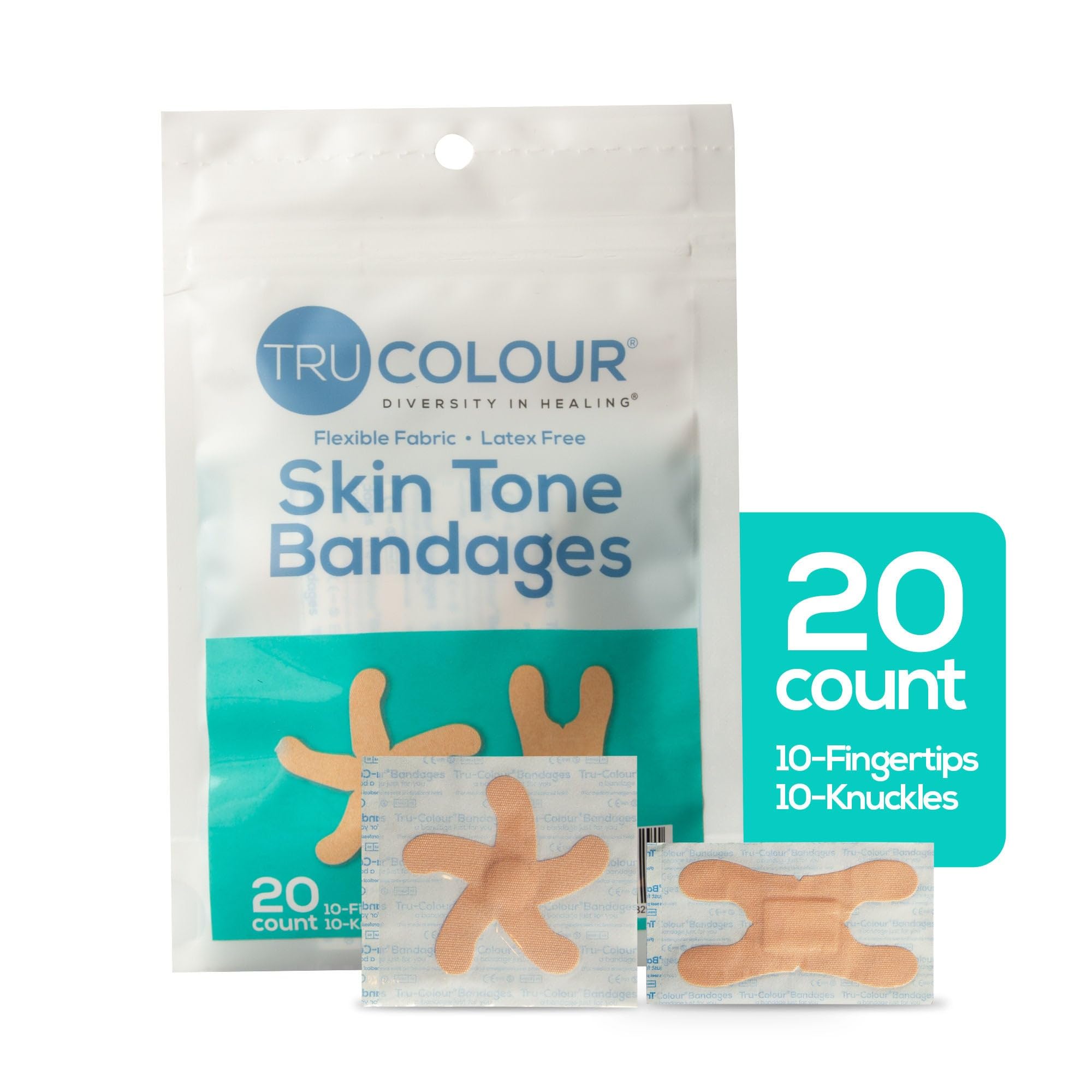 hautton fingertip & knöchel bandagen: beige einzel tasche (20-count, aqua-tasche)