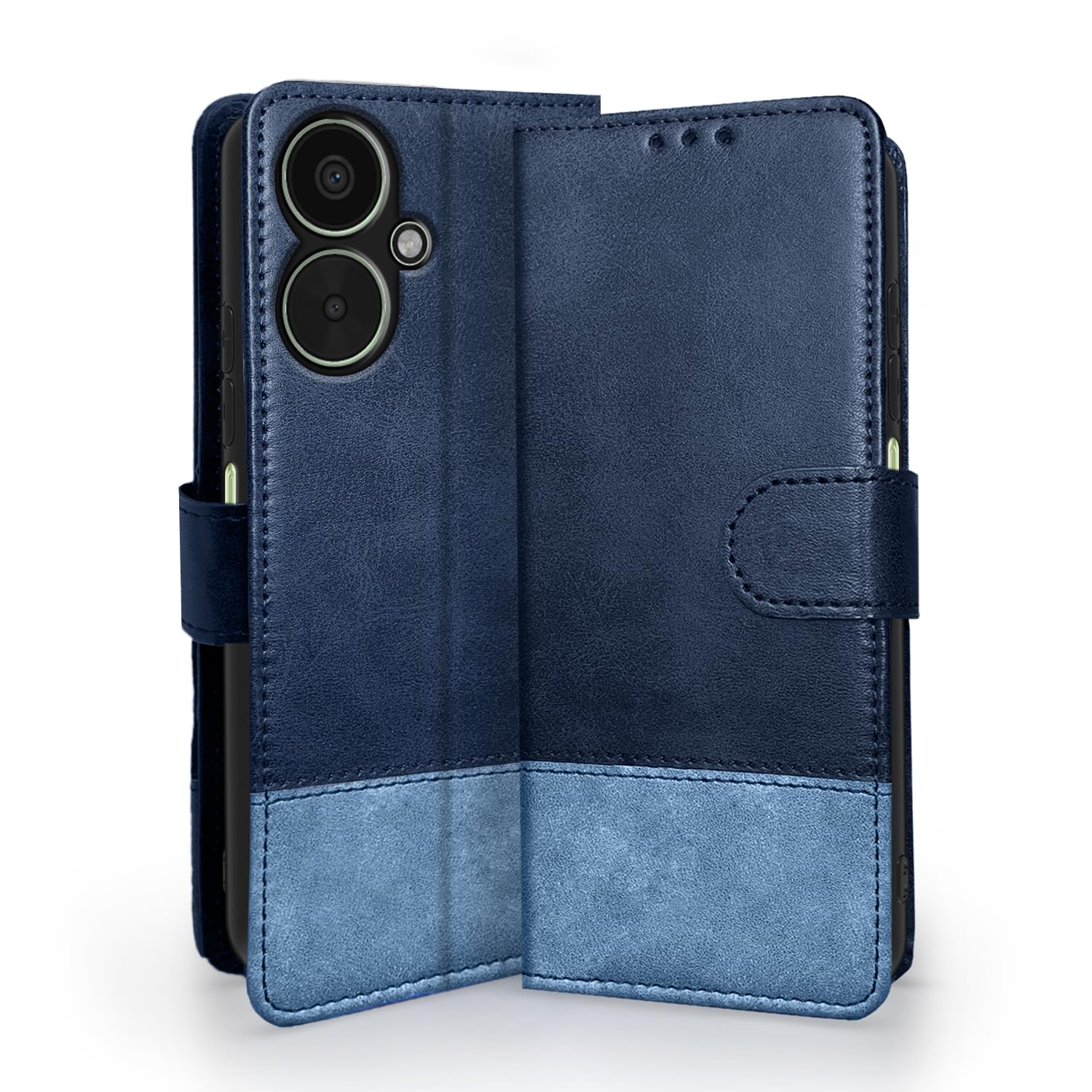 Pikkme Flip Cover | Dual-Tone PU Leather Finish | Wallet Style & Stand | Magnetic Flip Case for Redmi 13C 5G(Navy & Light Blue) (B0DC53V6JS) Amazon Price History, Amazon Price Tracker