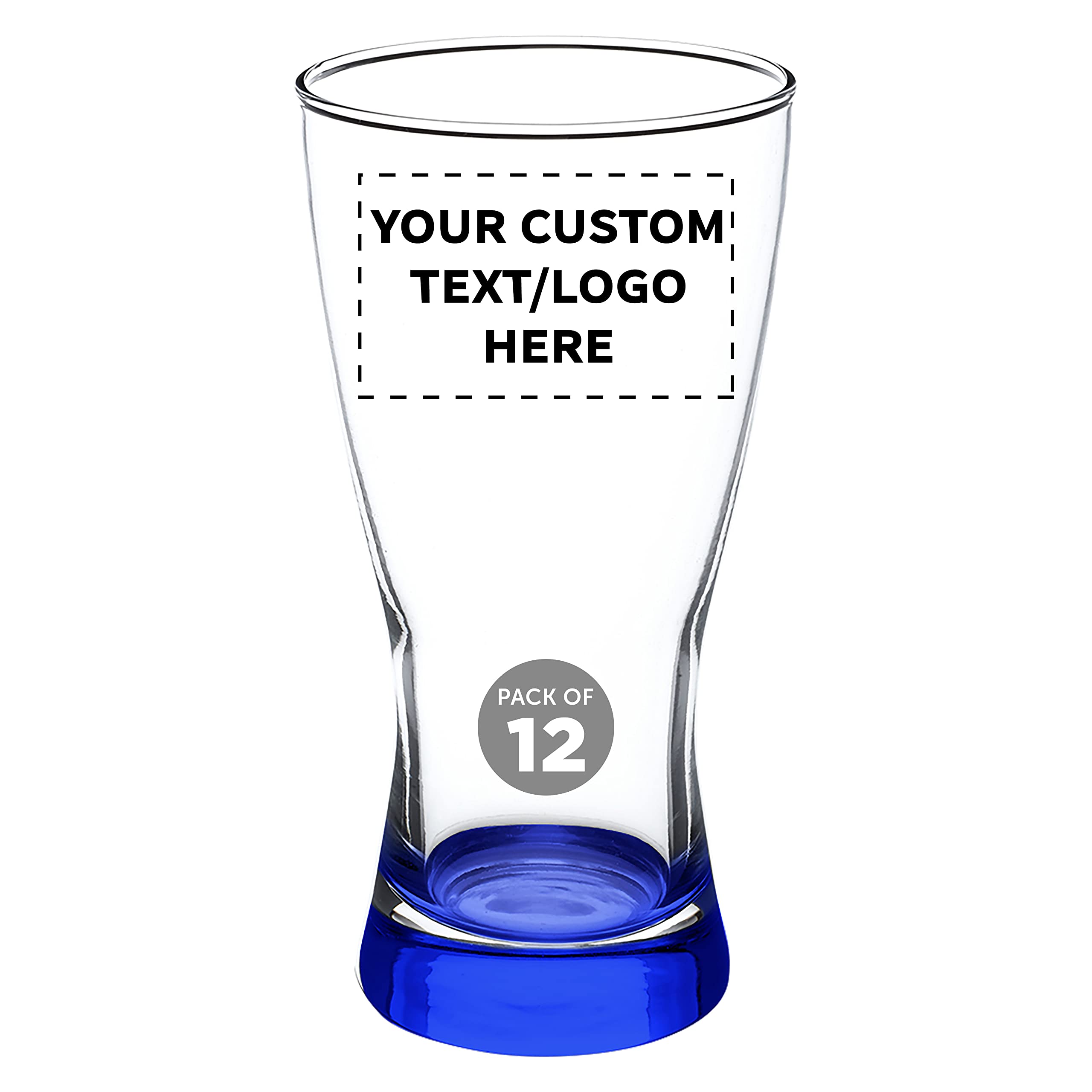 Custom Pilsner Glasses 13 25 oz Set of 12 Personalized Bulk Pack - Made in the USA Perfect