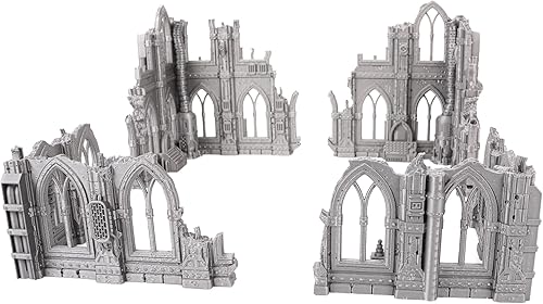 Miniatura 9 de Tabletop Terrain Juego de 2 ruinas de ciencia ficción para juegos de guerra y juegos de rol de 1.102in y 1.260in en miniatura