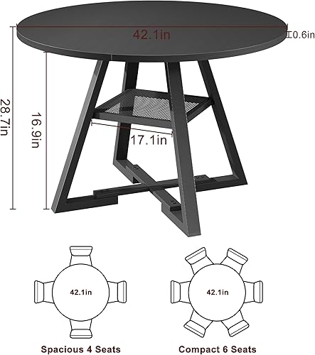 Miniatura 2 de Mesa de comedor redonda para 4, mesa de pedestal circular de cocina, comedor, mesa de pedestal, muebles de cocina y comedor de madera que ahorra