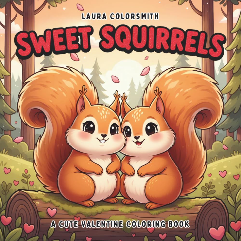 Sweet Squirrel - A Cute Valentine Coloring Book: A Cute Valentine Coloring Book with Bold & Easy Squirrel Designs for All Ages