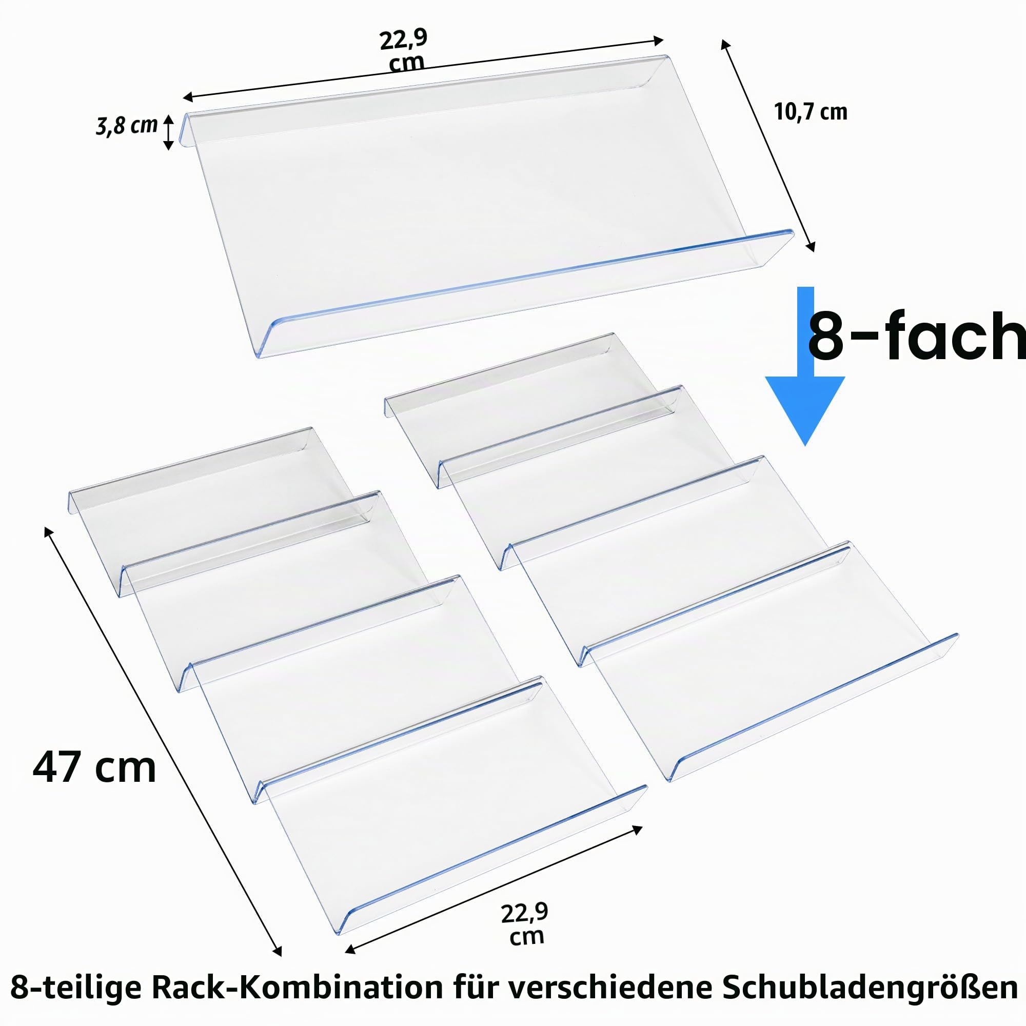 MIUKAA Gewürzschubladen-Organizer aus transparentem Acryl, 4 Etagen, 2 Set, Küche, Gewürzregal für Schubladen/Arbeitsplatte (Gläser nicht im Lieferumfang enthalten)