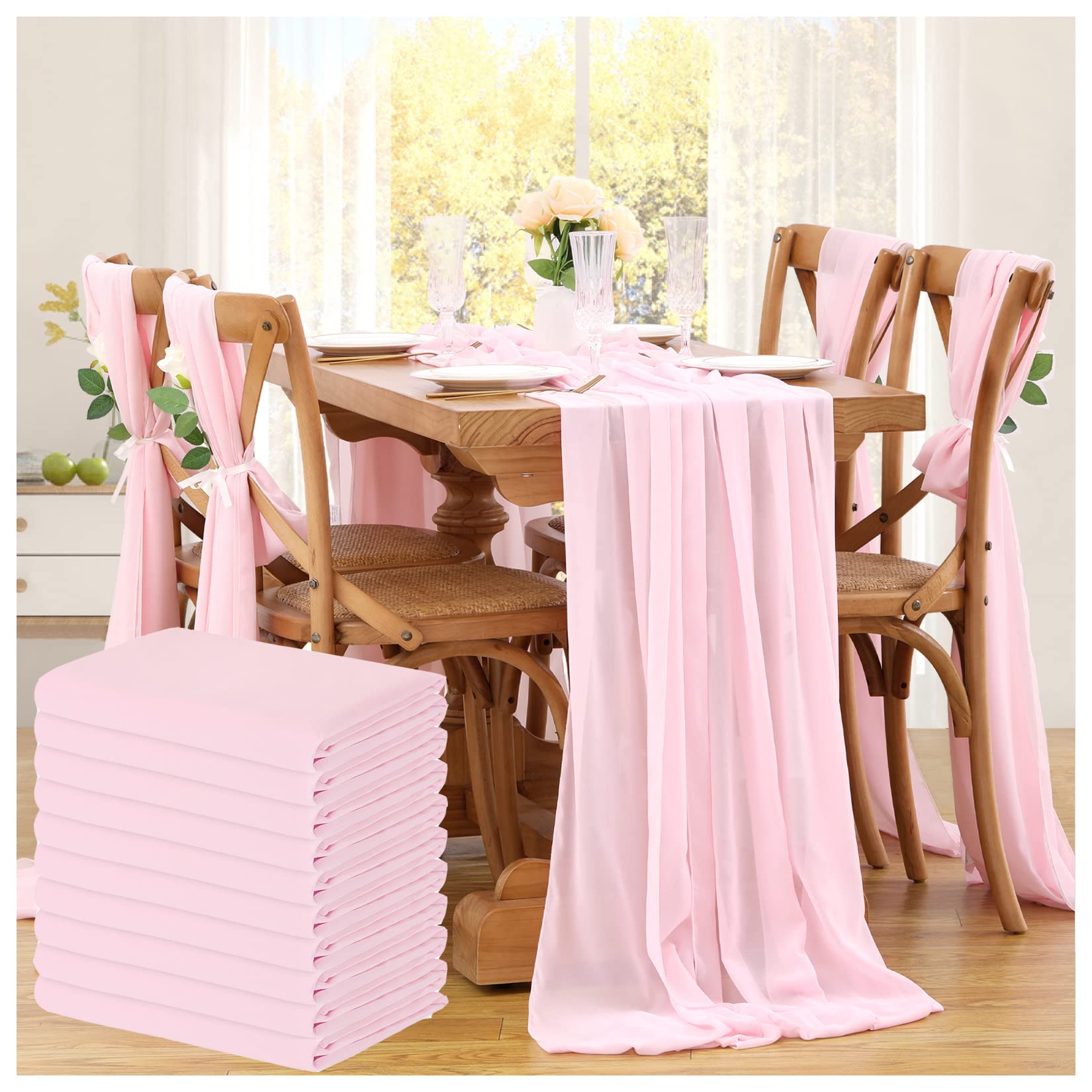 Fascia E Runner Da Tavolo In Voile Ricamato Bianco: Decorazione Per Sedie E Matrimoni, Larghezza 20cm E 35cm, Lunghezza 274cm