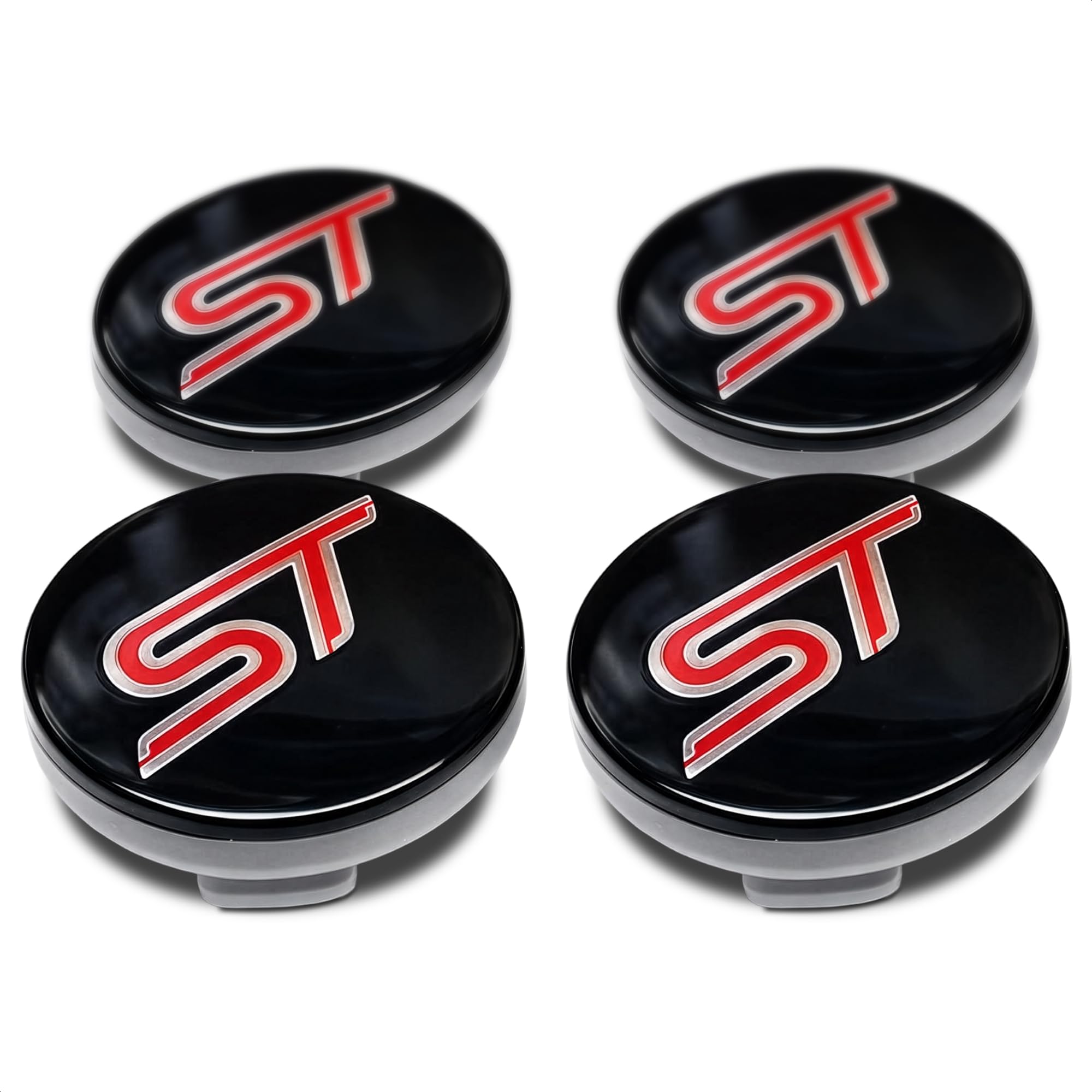 Reluen Luck16888 4PCS 54MM ST Racing Black RED Center Wheel HUB CAPS Emblem Cover CP9C-1A096-AA