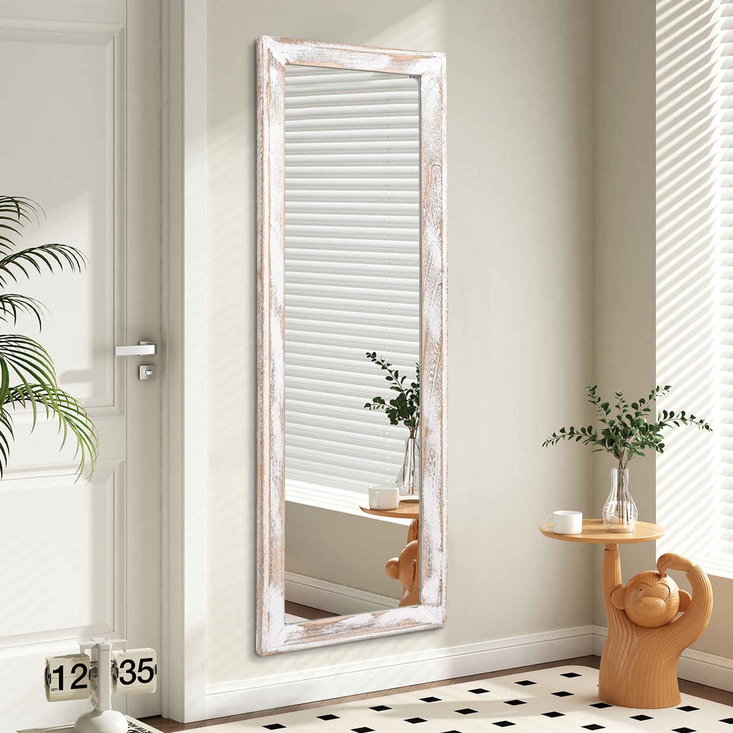 AAZZKANG Wall Mirror Full Length with Wood Frame 47"x16" Rustic Large Hanging Mirrors Decorative for Bedroom Living Room Bathroom Entryway Rectangular