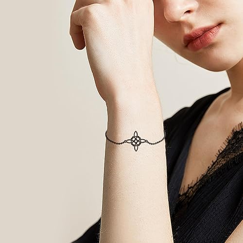 Miniatura 6 de YAFEINI Pulsera de nudo de brujas de plata de ley, pulsera de nudo de bruja celta, joyería para mujeres y niñas, Plata de ley