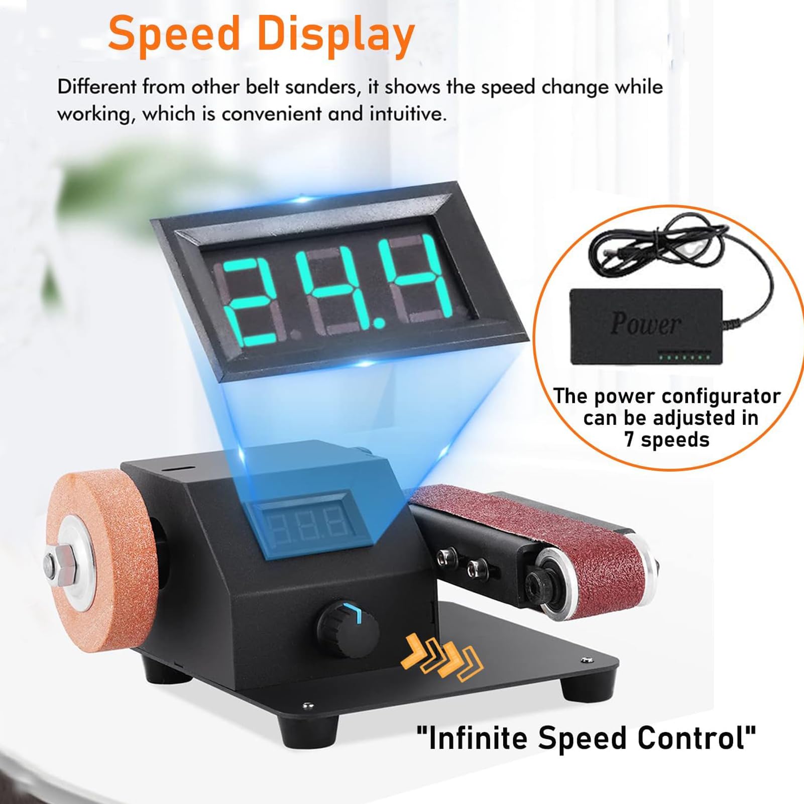Piccola smerigliatrice da banco, smerigliatrice da banco Levigatrice a | Smericante da banco in miniatura da 350 W professionale, alta precisione con 10 cinture di levigatura