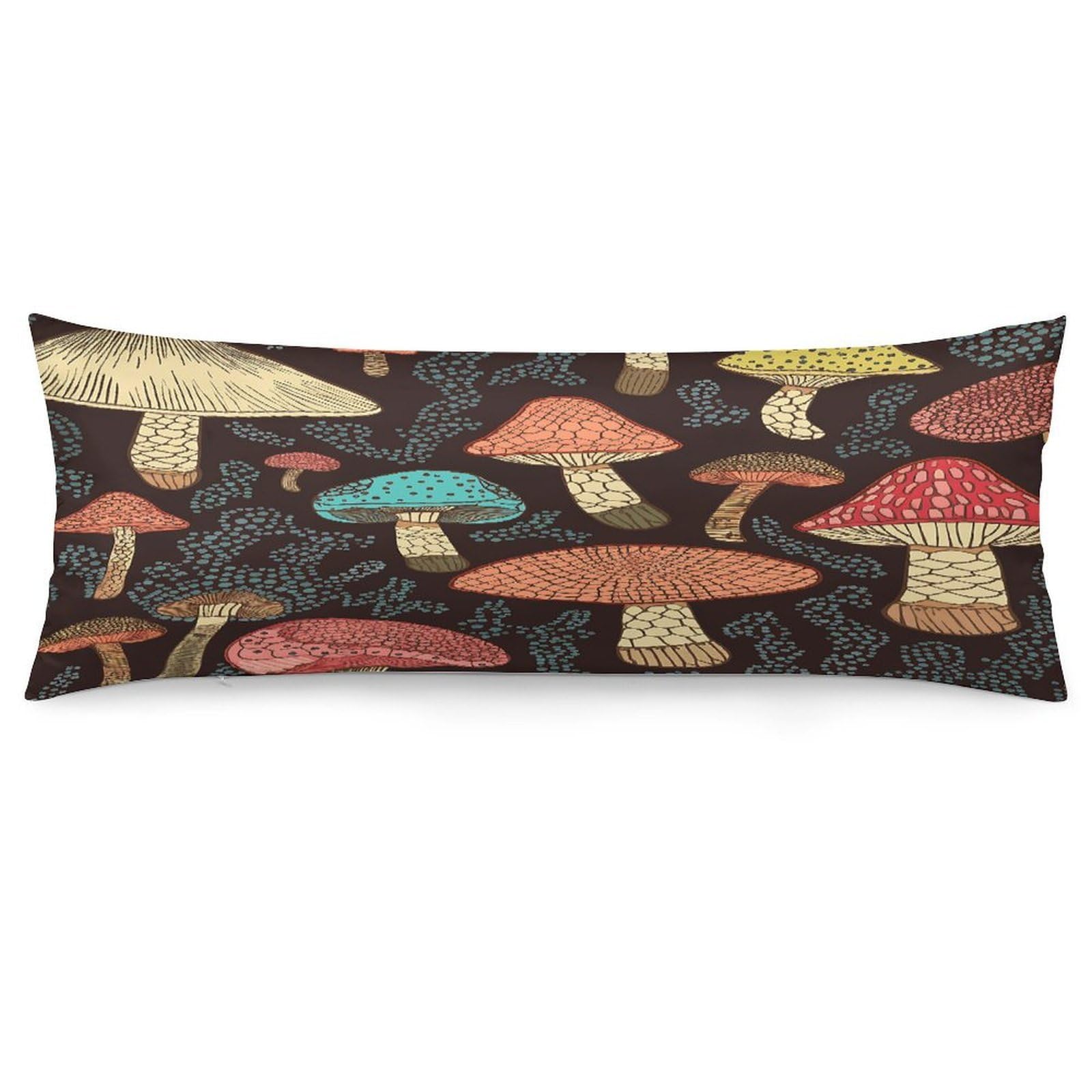 Mushroom Throw Pillow Cover Soft Lumbar Pillow Covers with Zipper Breathable Rectangular Cushion Case Polyester Pillow Case Decorative Body Pillow Cover for Couch Bed