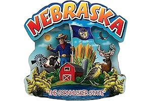 Nebraska State Montage Wood Fridge Magnet