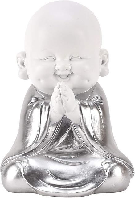 Widdop HESTIA Baby Buddha Silver and White Buddha Child Zen Gift Ornament Hands Together HE1676