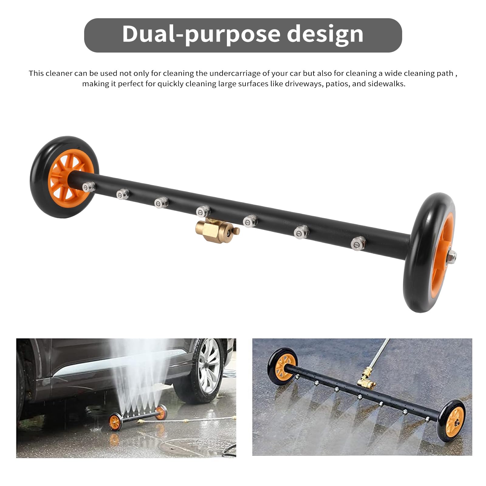 Shkalacar Escoba para hidrolimpiadora y limpiador para chasis de coche, 7 boquillas, accesorios para hidrolimpiadora de alta presión de acero inoxidable de doble uso