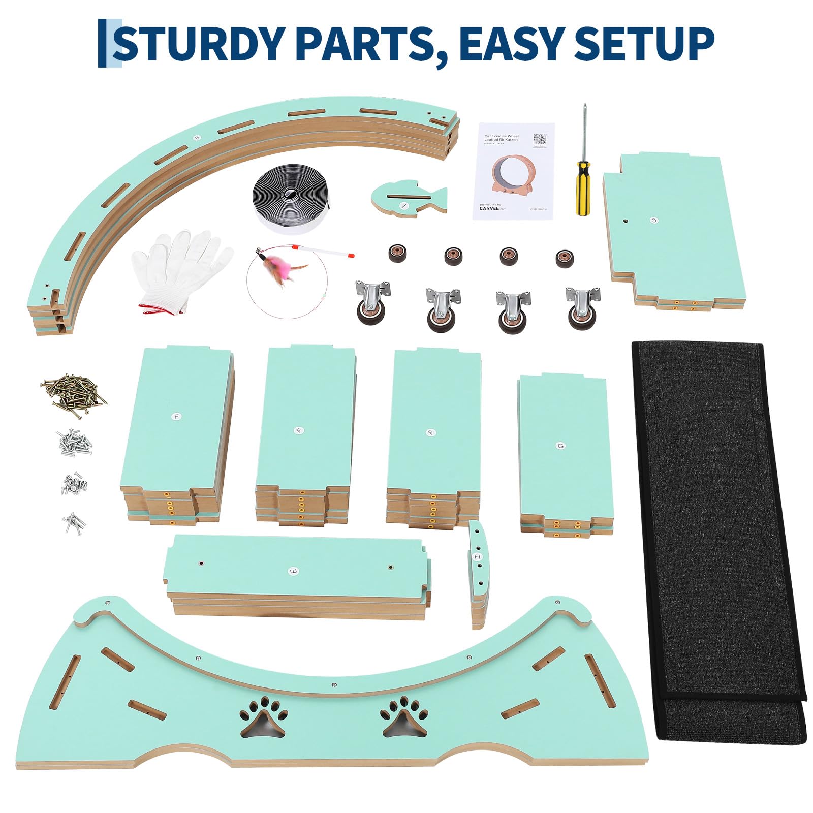 Katzenlaufrad Extra Groß 87 cm, Ultraleises Laufrad Katze mit Teppichmatte, Spielzeug-Set & Sicherheitsverriegelung, Stabil für Alle Katzenrassen