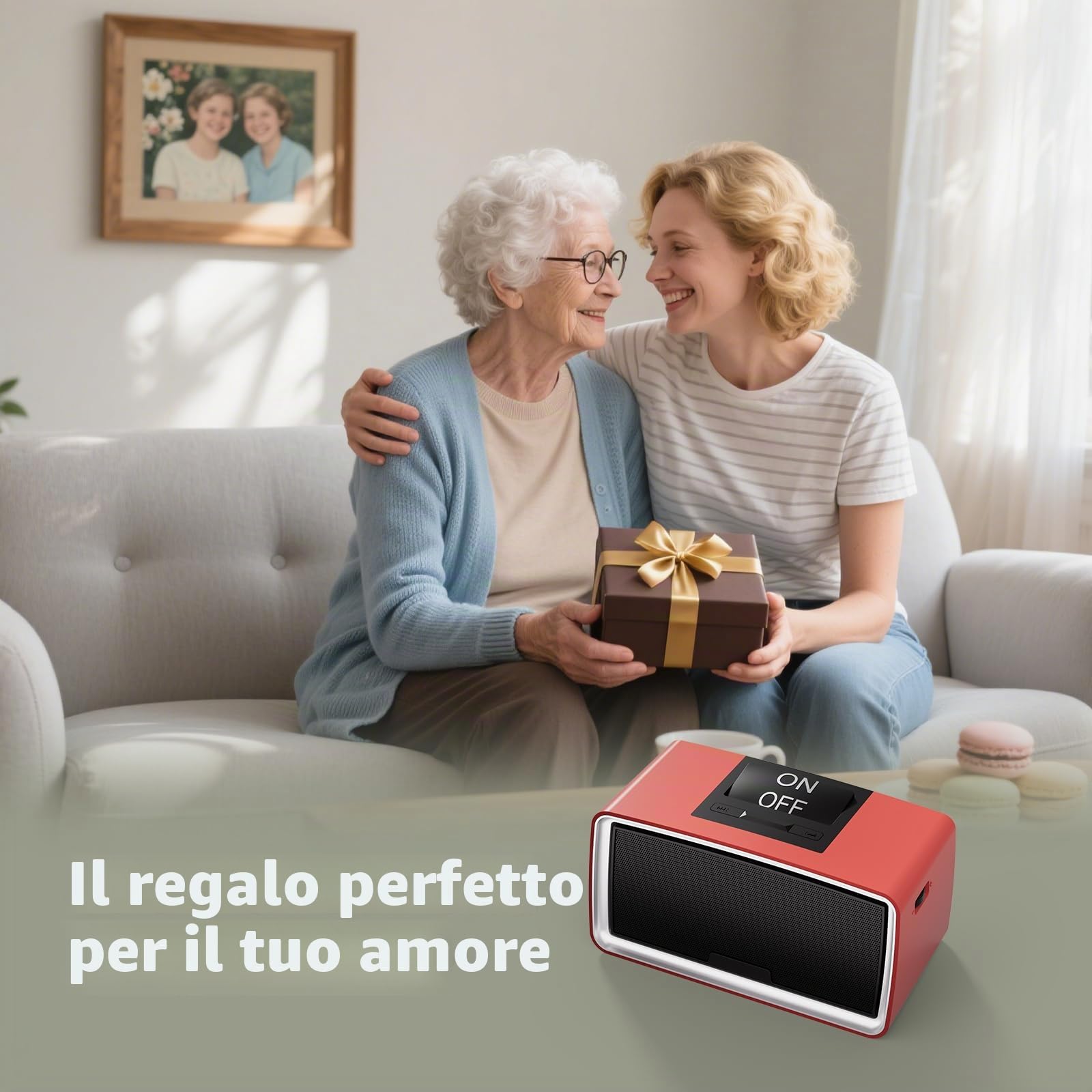 Semplice lettore MP3 con pulsanti grandi e funzionamento facile, ideale per anziani, ipovedenti, pazienti affetti da demenza/Alzheimer, lettore audio - non richiede WiFi o Bluetooth, con scheda TF da