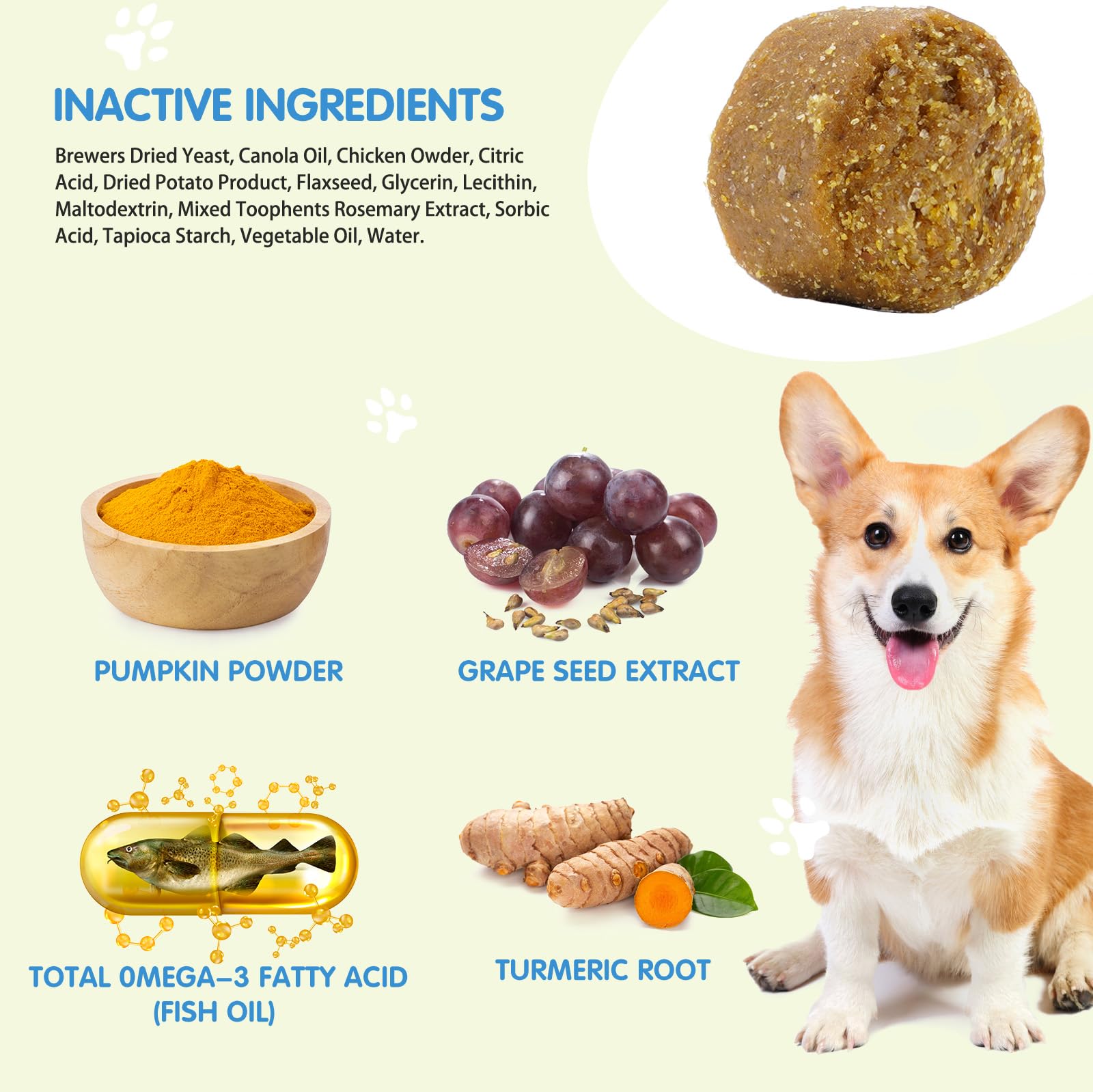 Prurito Cane Compresse, Antiallergici Per Cani, Integratori per il sollievo della pelle pruriginosa dei cani per fermare il prurito, il leccamento e il grattamento per tutte cani, 120 masticatori