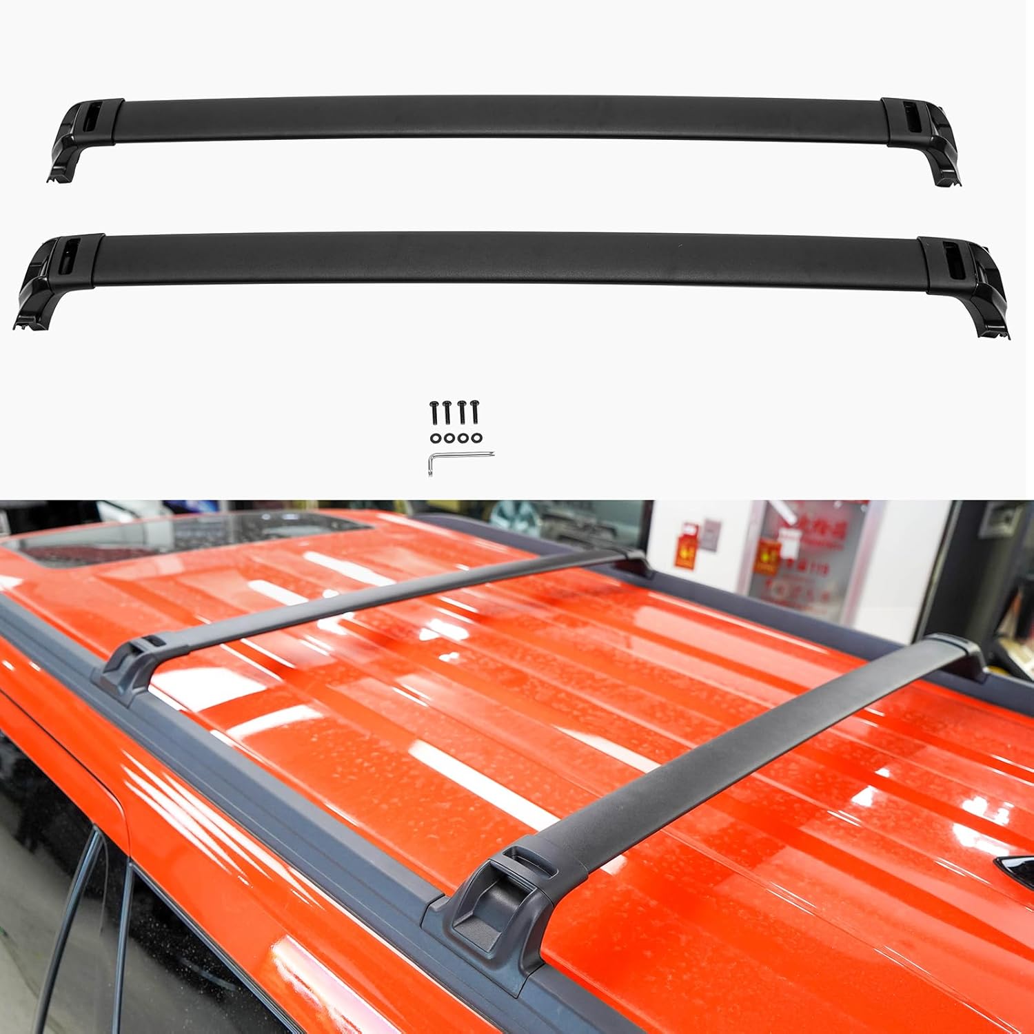 Roof Rack Cargo Basket & Roof Rack Cross Bars for Toyota Sequoia 2023 2024 2025 2026 Roof Luggage Carrier Kit Aluminum Black