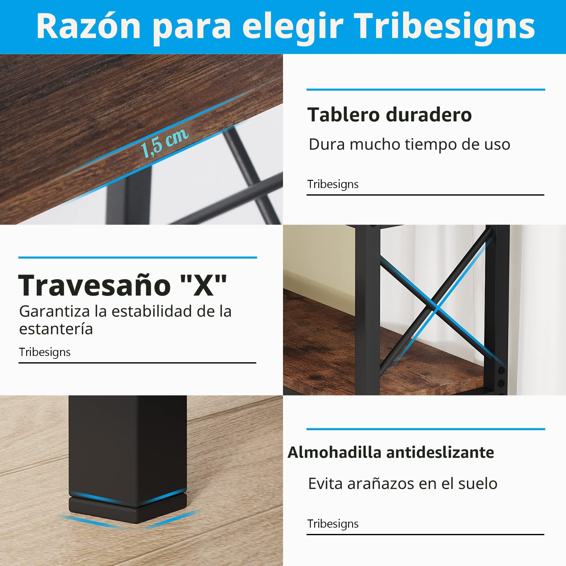 Tribesigns Estantería esquinera, estantería Alta, Estante de Esquina Grande Industrial, Estante de Esquina de pie con Marco de Metal para Sala de Estar, hogar, Oficina (marrón rústico) (7 estantes)