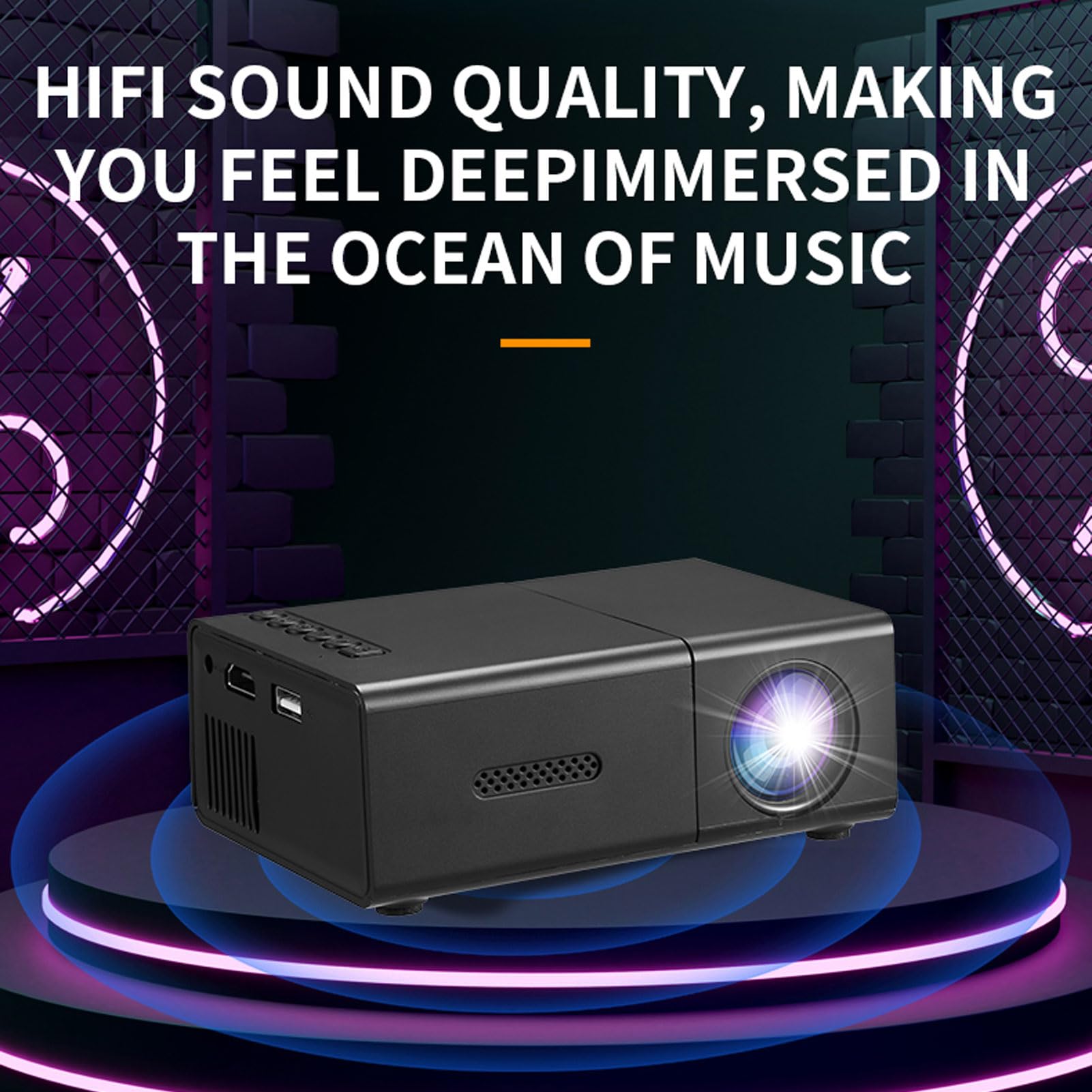 Mini Proiettore, Proiettore Cinematografico Full HD 1080p, Correzione Automatica della Chiave di Volta, Compatibile con Levetta TV/telefono/laptop, per Film All'aperto