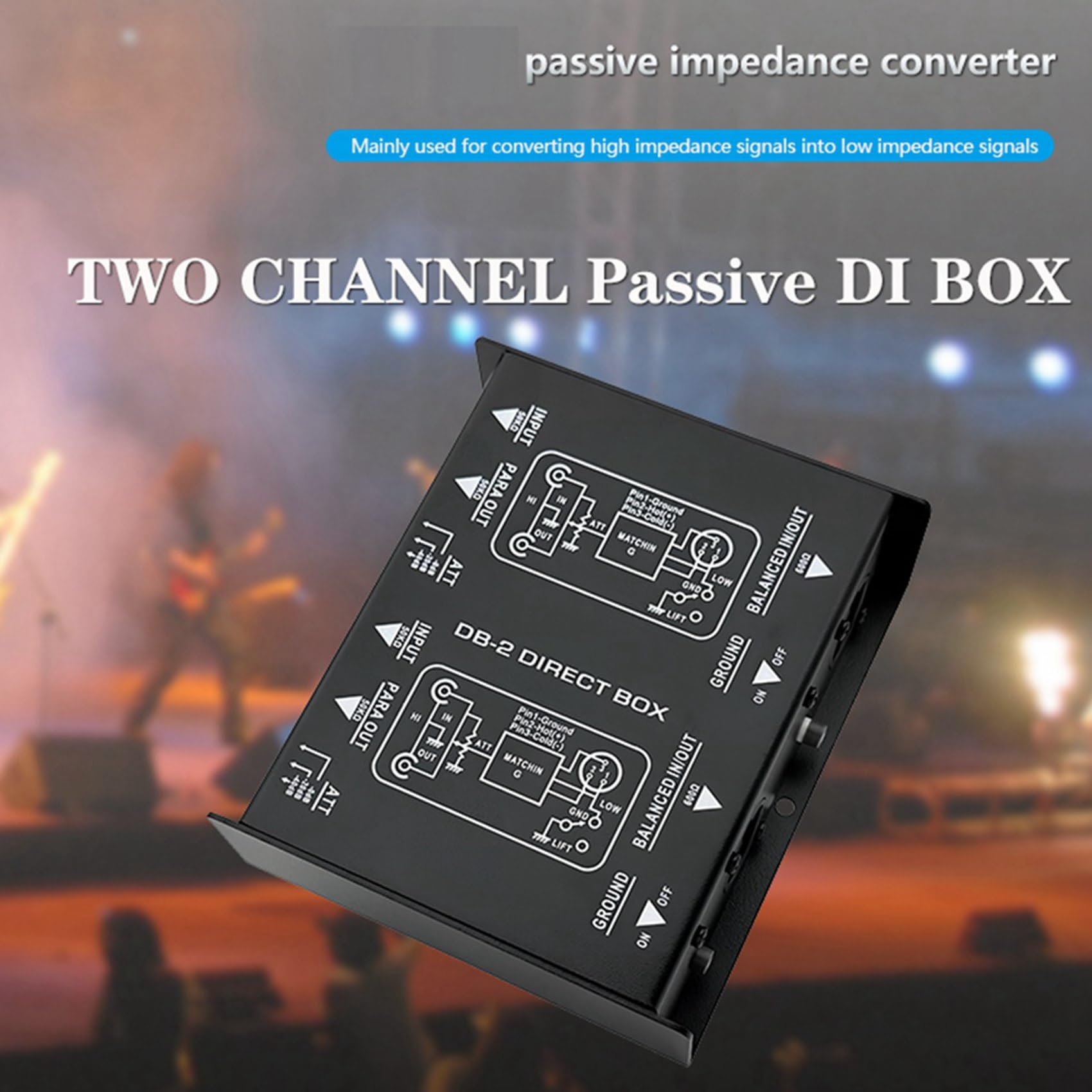 2X Profesjonalny, Dwukanałowy, Pozytywny DI Box DIRECT BOX z Aktywnym Konwerterem Audio do Gitary Basowej