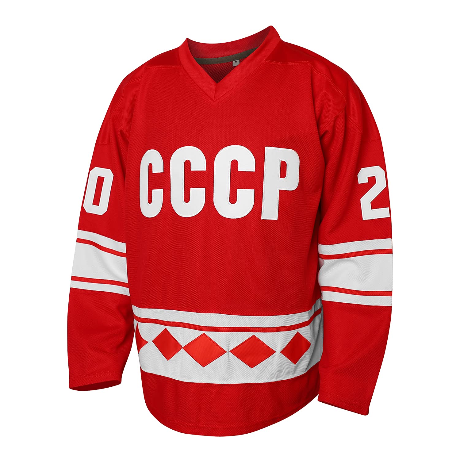 Vladislav Tretiak #20 Sergei Makarov #24 1980 USSR CCCP Russian Hockey Jersey Red (XXX-Large, 20 Red)