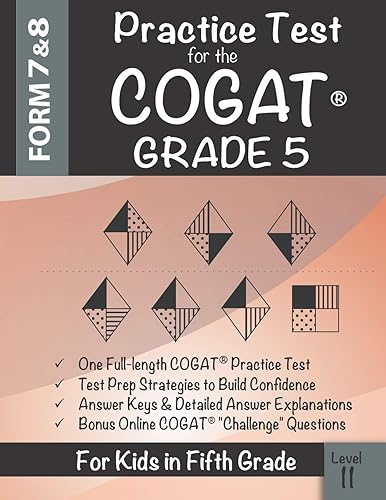 Practice Test for the COGAT Grade 5 Level 11: CogAT Test Prep Grade 5: Cognitive Abilities Test Form 7 and 8 for 5th Grade