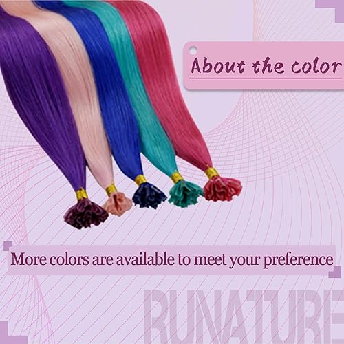 Miniatura 6 de RUNATURE Extensiones de cabello humano con punta en U, extensiones de cabello humano real, color morado, 22 pulgadas, extensiones de cabello humano